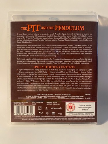 Pit and the Pendulum Arrow UK Blu-Ray cult 60s AIP horror Edgar Allan Poe Corman - Picture 2 of 2