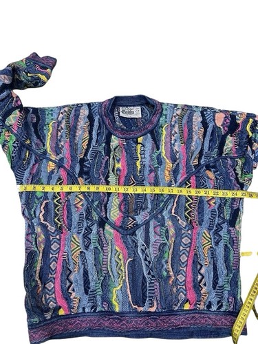 VINTAGE 90s COOGI STYLE 3D ABSTRACT HIPHOP SWEATER KNITWEAR - Picture 5 of 10