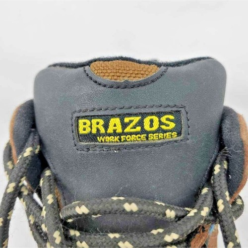 Brazos Work Force Series Boys Boots Brown Black Mid Top Lace Up Leather 6 M - Picture 9 of 11