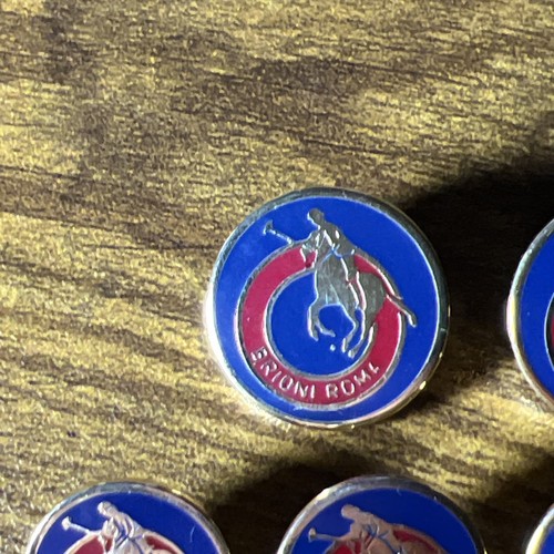 Brioni Roma Replacement Buttons Red Blue Enamel 8 Cuff 2 Chest Gold Polo Logo - Picture 4 of 16