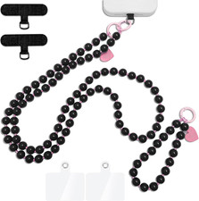 Cute Cell Phone Lanyard Phone Wrist Straps Pink Rope Pearl Crossbody Phone Lanya