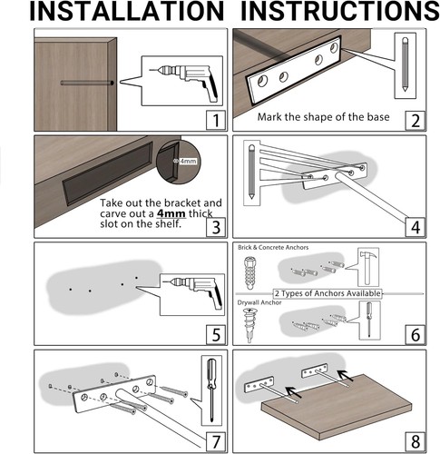Sayayo Floating Shelf Bracket Invisible Hidden Heavy Duty Shelf Support for Conc - Picture 4 of 9