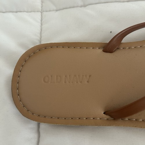 Old Navy hellbraune Damen-Flip-Flop-Sandalen Riemen Kunstleder flache Schuhe Größe 8 - Bild 4 von 5