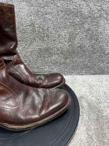 Vtg Cole Haan Boots Mens Size 10.5 Dark Brown Leather Mid Calf Side Zip Western - Picture 2 of 12