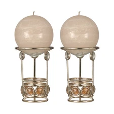 Dale Tiffany 6" x 4" Contemporary Asymmetrical Glass Lantern Candle Holders