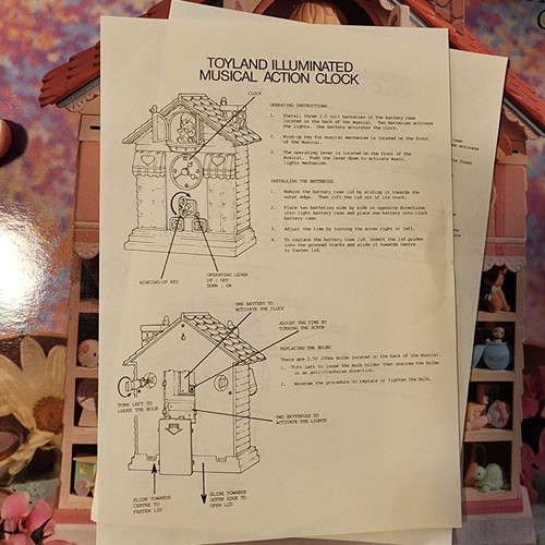 RARE 1991 Enesco Precious Moments Toyland Illuminated Musical Action Clock NEW  - Bild 12 von 12