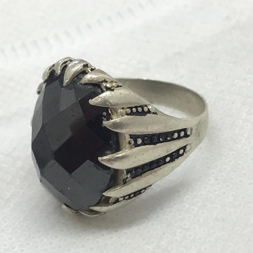 Bold Vintage Sterling Silver 925 Mens Ring Effects of use Black Onyx Stone SZ 10 - Picture 2 of 6