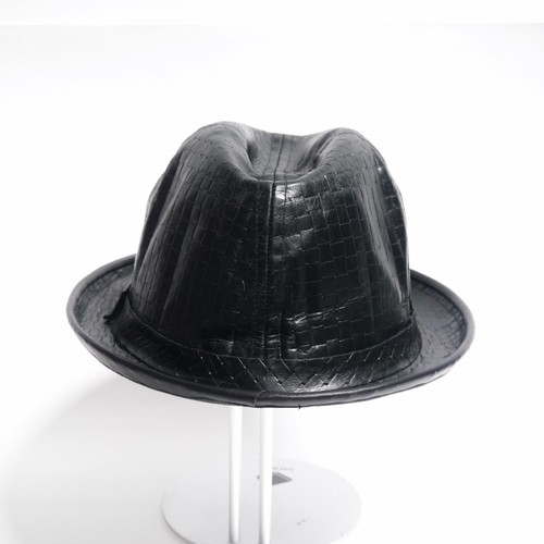 Cappello vintage Dobbs vera pelle modello a scacchi XL Fedora OG made in USA - Foto 3 di 7
