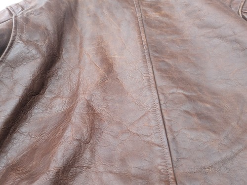 Vintage Y2K Mens Banana Republic Brown Leather Bomber Jacket Medium Distressed - Picture 18 of 19