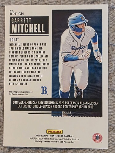 Garrett Mitchell 2020 Contenders Draft Pick Autograph On-Card Auto - Picture 2 of 2