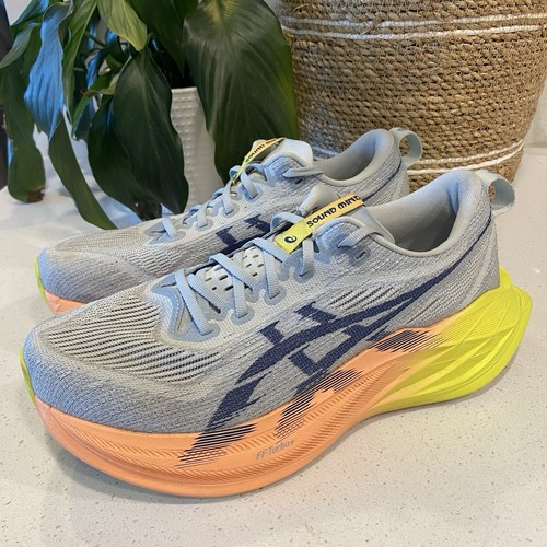 Asics SuperBlast 2 Gris Naranja Azul Zapatos Atléticos para Correr Tenis para Hombres 7.5