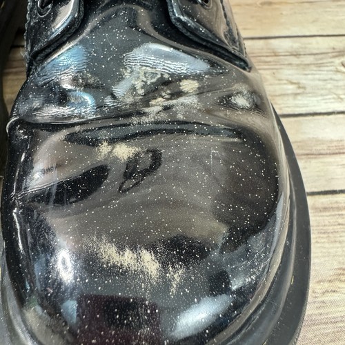 Dr. Marten Luana Black Patent Leather & Gold Glitter Combat Boots M10/W11 Grunge - Picture 8 of 10