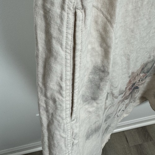 J Jill Linen Dress Beige Pure A-Line Shift Pullover Floral Cottage Size Medium M - Picture 5 of 7