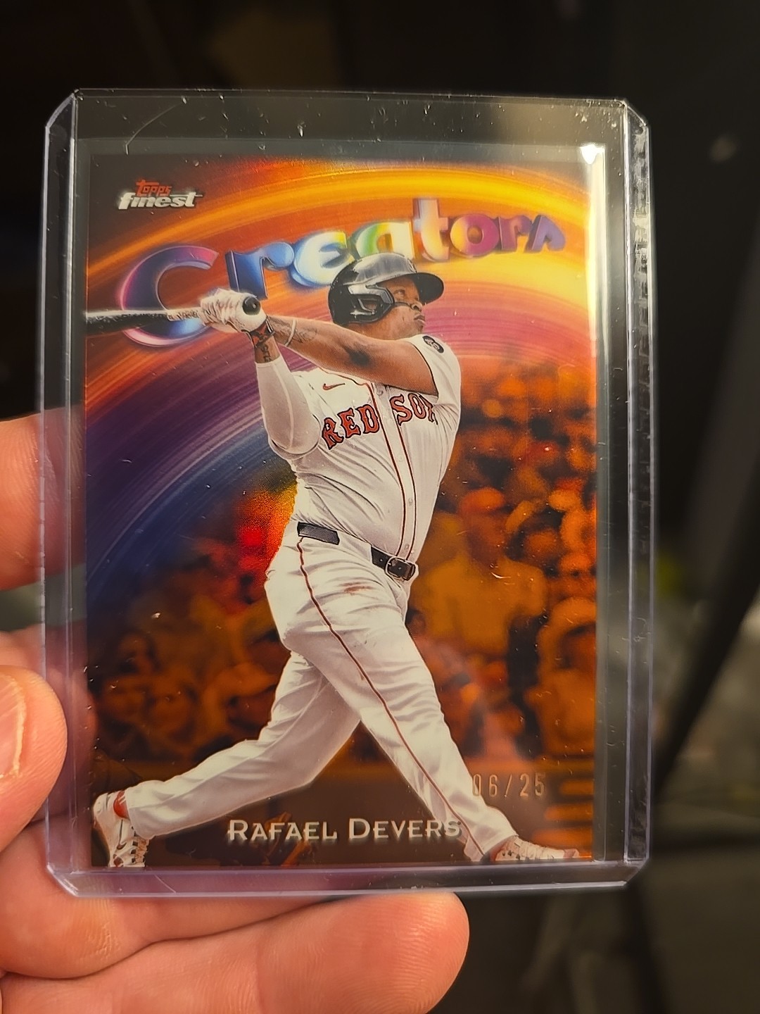 2025 Topps Chrome Baseball Rafael Devers Orange Creatora /25