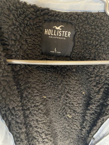 Hollister Jeansjacke Lammfell gefüttert helle Waschung Größe L mit Taschen - Bild 2 von 4