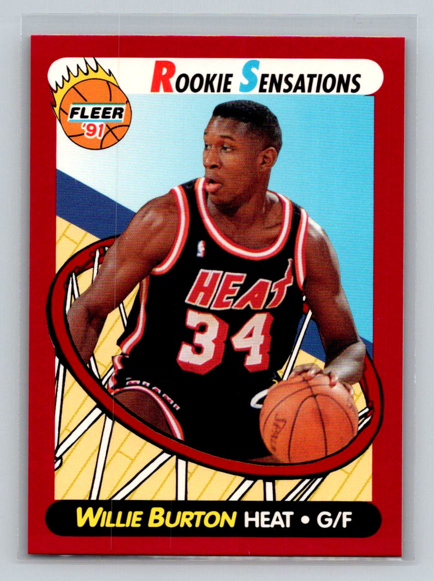 1991-92 Fleer Rookie Sensations RC #7 Willie Burton Miami Heat Basketball Card