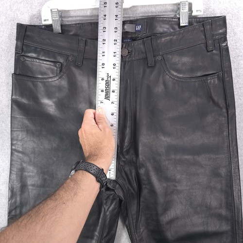 Pantalones informales de motociclista forrados de cuero negro Gap Boot Fit para hombre 36x34 (35x34) - Imagen 12 de 14