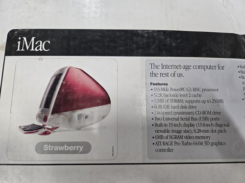 De colección Apple iMac G3 Rosa Fresa con Teclado, Ratón, Caja y PÓSTER! - Imagen 19 de 24