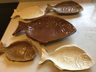 Vintage Riviera Handmade Ceramic Fish Plates and Fish Server.