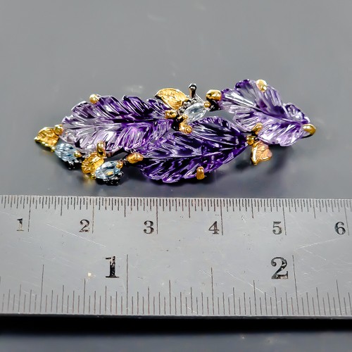 AAA special Design Natural Amethyst Pendant 925 Sterling Silver /NP46439 - Picture 3 of 8