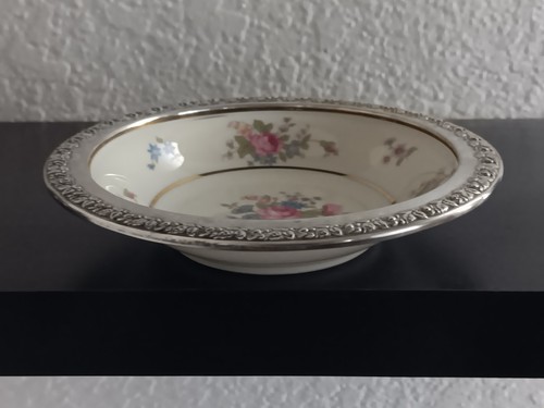 Vintage Bayrische Porzellan Königinnen Rose Schale Wallace 925 Sterling Silber Rand - Bild 16 von 16