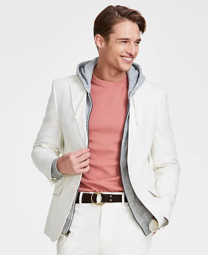 Traje elástico de algodón de temporada de ajuste moderno Nautica para hombre - crema lisa - 46R W41 - Imagen 5 de 12