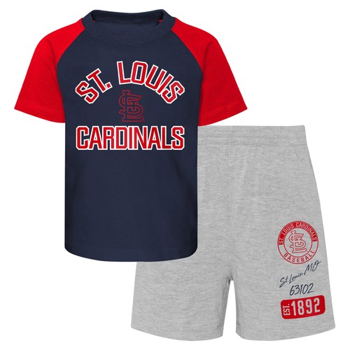 Infant Navy/Heather Gray St. Louis Cardinals Ground Out Baller Raglan T-Shirt