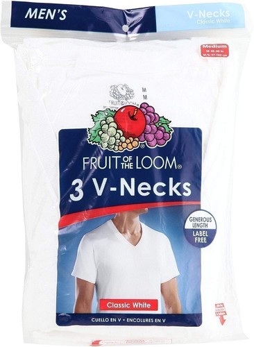 Fruit of the Loom Men's V-Neck T-Shirt, White, Medium(Pack of 3) - Picture 1 of 4