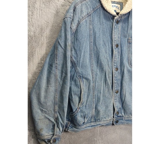Reynolds Joe Camel Mens Jacket Size XL Vintage Blue Denim Sherpa Lined Collector - Picture 8 of 13