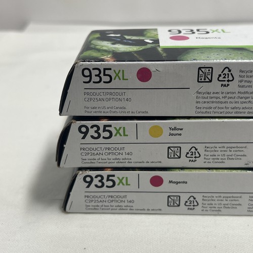 3 - GENUINE HP 935XL INK CARTRIDGES COLOR SEALED 2023 And 2025 Magenta X2 Yellow - Picture 9 of 11