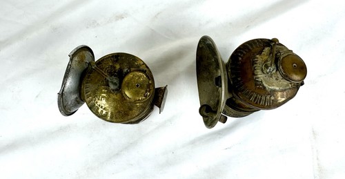 (2) Ancienne lampe universelle Co Auto-Lite mineur charbon laiton carbure phare en l'état - Photo 5/8