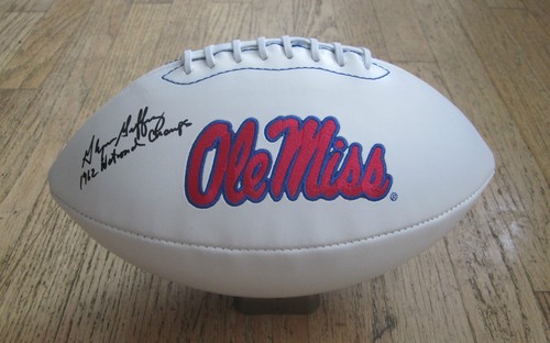 GLYNN GRIFFING HAND SIGNED OLE MISS REBELS LOGO FOOTBALL W/COA + 1962 NC INSCRIP