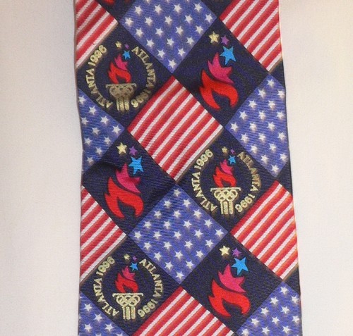 1996 Olympic Games Atlanta - Collection By Perry Ellis - Mens Neck Tie 100% Silk - Picture 3 of 5