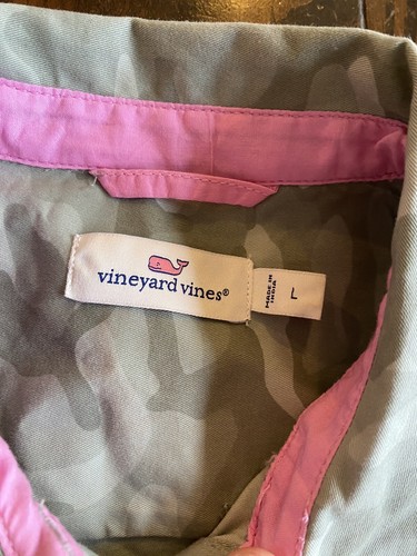 Vineyard Vines Girls Large Margo Green Camo Utility Dress Short Sleeve - Picture 3 of 5