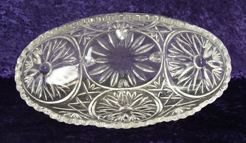 Impressive Large Oval Lead Crystal Center Piece Console Bowl - Picture 2 of 3