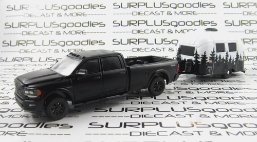 Greenlight LOOSE Black 2021 DODGE RAM 2500 Pickup w/1961 AIRSTREAM BAMBI Camper - Picture 1 of 10