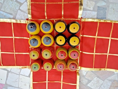 Traditional Indian Chess Type Chaupar/Chausar/Ludo Cloth Board Pachisi Game G1 - Picture 3 of 9