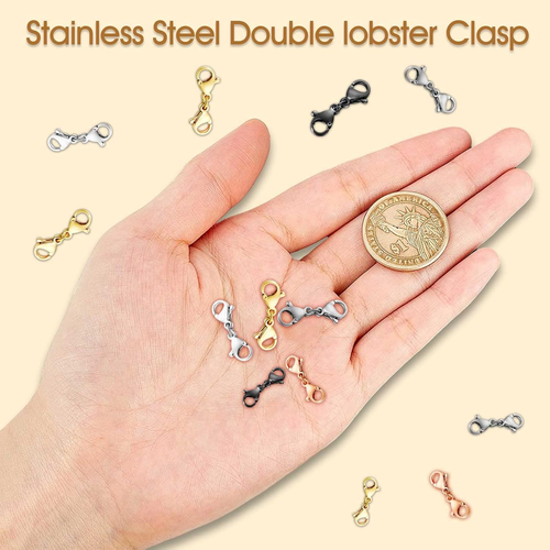 10 Pack Double Lobster Clasp Necklace Clasp Classic Double End Design Necklace C - Picture 5 of 12