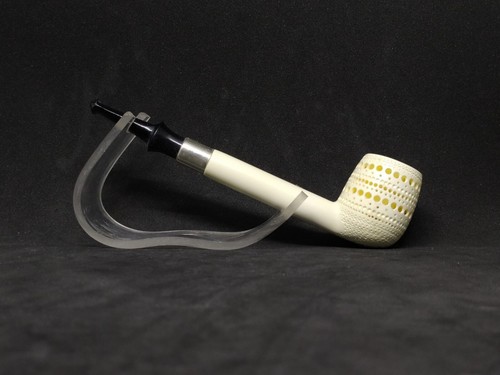 Billard Meerschaum Pipe Long Shank Silver Spigot Stem with Fitted Case - Picture 6 of 6
