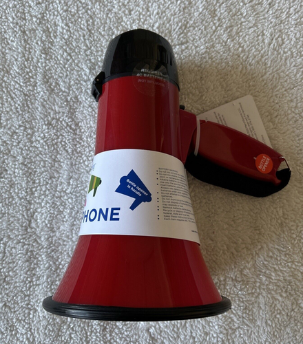 Neu WEMBLEY ROARIN' RED Megaphon BULLHORN mit SIRENE & Flaschenöffner