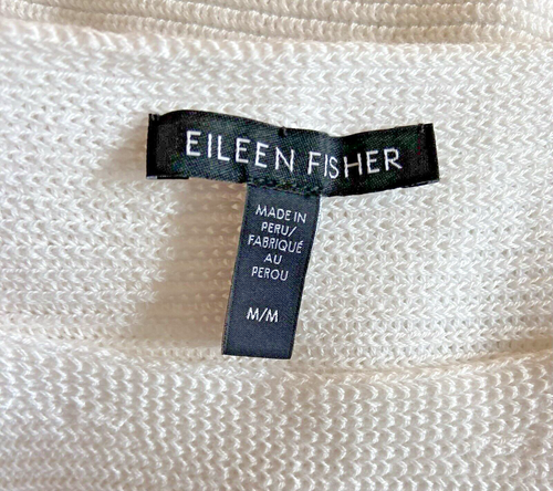 EILEEN FISHER Peruvian Organic Cotton Cord Short Sleeve Boxy Knit Top Size Med - Picture 7 of 9