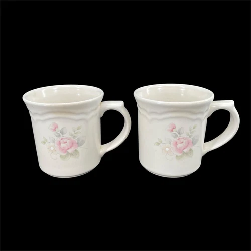 VTG Pfaltzgraff Tea Rose Set of 2 Mug Cup Coffee French Country Farmhouse 10 oz