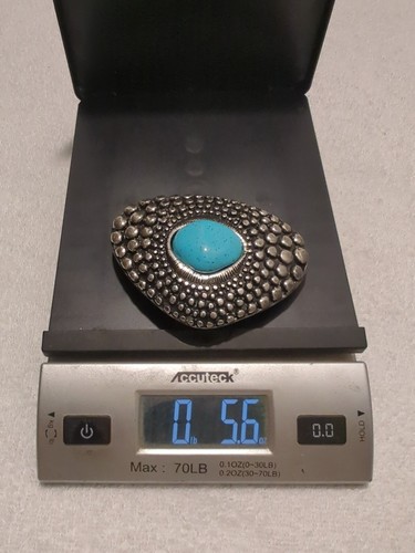 Elliot Rhodes ~ Molten Dimple Turquoise Belt Buckle 40mm ~ #780B ~ Pre-Owned - Picture 4 of 18