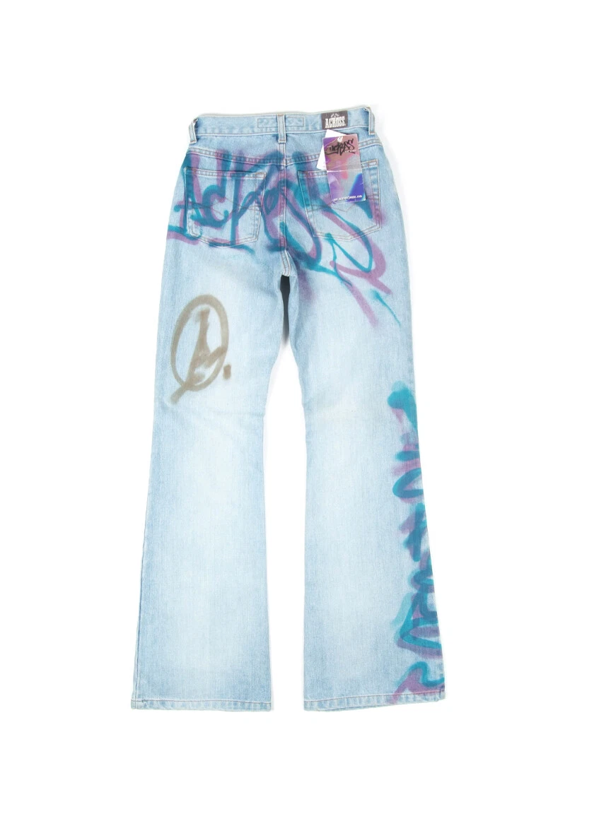 RaRe Vintage y2k ACROSS Flared Paint Spray Denim Jeans W 27-XS-S