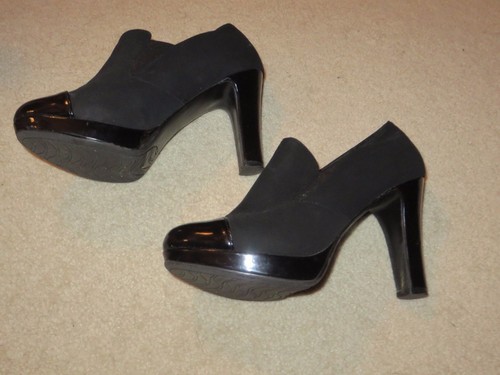 Damenschuhe MPO schwarz Stretch Wildleder Lackleder Absatz Größe 6 M gebraucht, in einwandfreiem Zustand - Bild 4 von 6