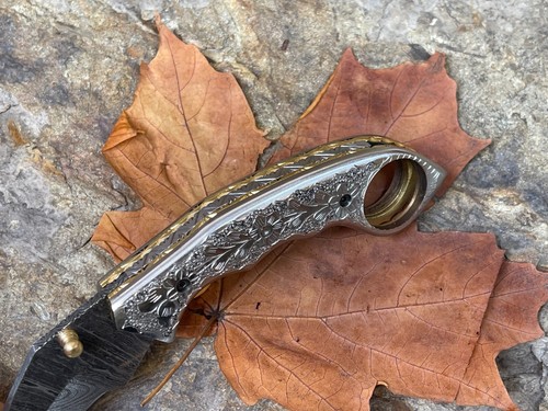 Damascus Folding Pocket Knife With Small Defects Handmade (See Description) - Picture 155 of 254