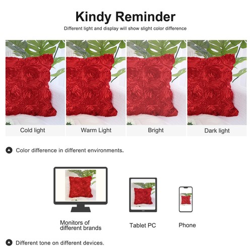 Square Satin 3D Rose Flower Throw Pillowcase Cover Sofa Car Cushion Cover - Picture 6 of 13