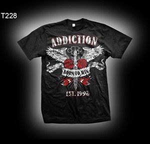 Genuine-Addiction-Brand-Mens-black-T-Shirt-tattoo-Motorcycle-Biker-size-XL-T228