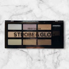 NEW Profusion Strobe & Glow 9 Shades Highlight Palette & Brush  9-1/2" x 4-1/2"