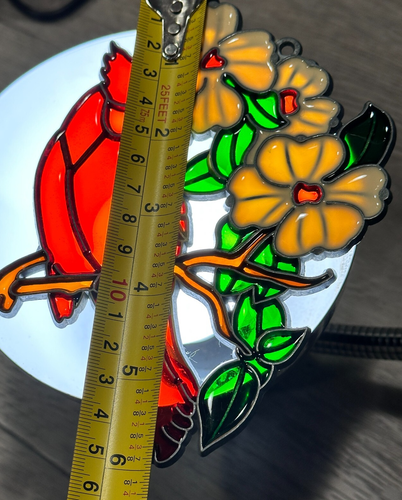 VTG Cardinal Sun Catcher Ornament Ruby Red, Branch w/3 White Dogwood Flowers EUC - Picture 5 of 6